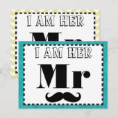 Mustache Ik ben haar Mr Blauwgroen Yellow Photo Pr Briefkaart (Voorkant / Achterkant)