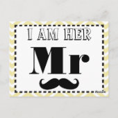 Mustache Ik ben haar Mr Blauwgroen Yellow Photo Pr Briefkaart (Achterkant)