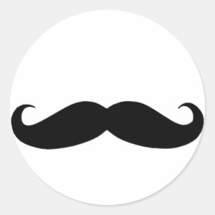 Mustache in zwart of wit ronde sticker