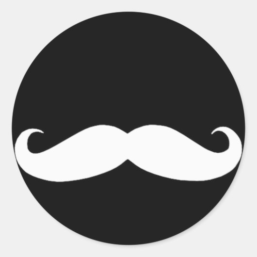 Mustache in zwart of wit ronde sticker (Voorkant)