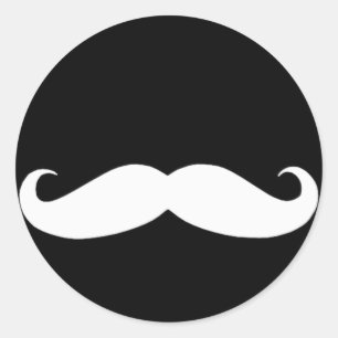 Mustache in zwart of wit ronde sticker