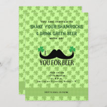 Mustache je bier St Patrick Day Clovers Invite