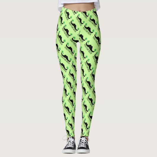 Mustache je voor bier St Patrick Day Green Clovers Leggings (Voorkant)