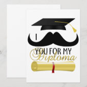 Mustache je voor mijn Diploma Afstuderen Uitnodigi Kaart (Voorkant / Achterkant)