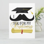 Mustache je voor mijn Diploma Afstuderen Uitnodigi Kaart (Staand voorkant)
