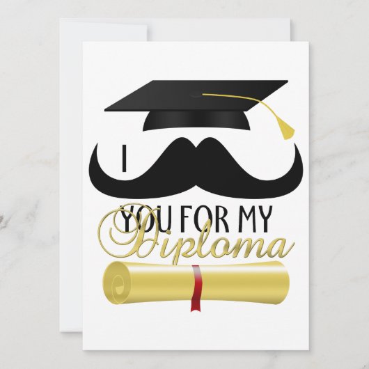 Mustache je voor mijn Diploma Afstuderen Uitnodigi Kaart (Voorkant)