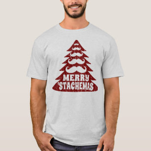 Mustache kerstboom Funny Kerstmis T Shirt