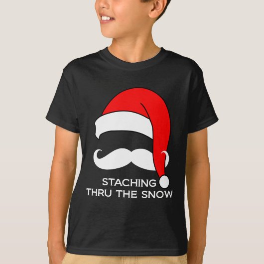 Mustache Kerstmis: door de sneeuw T-shirt (Voorkant)