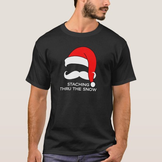 Mustache Kerstmis: door de sneeuw T-shirt (Voorkant)