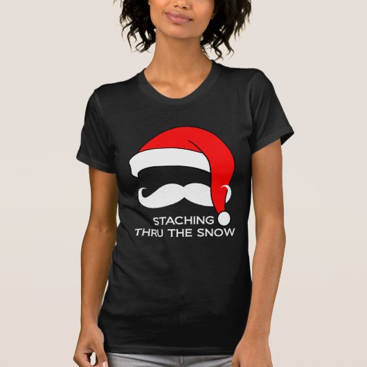 Mustache Kerstmis: door de sneeuw T-shirt (Voorkant)