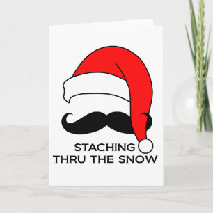 Mustache Kerstmis: doormidden door de sneeuw Feestdagen Kaart