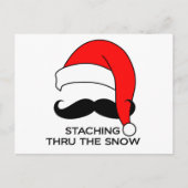 Mustache Kerstmis: doormidden door de sneeuw Feestdagenkaart (Voorkant)