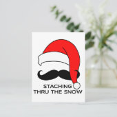 Mustache Kerstmis: doormidden door de sneeuw Feestdagenkaart (Staand voorkant)