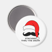 Mustache Kerstmis: doormidden door de sneeuw Magneet (Voorkant / Achterkant)