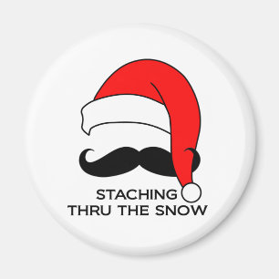 Mustache Kerstmis: doormidden door de sneeuw Magneet