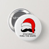 Mustache Kerstmis: doormidden door de sneeuw Ronde Button 5,7 Cm (Voorkant /achterkant)
