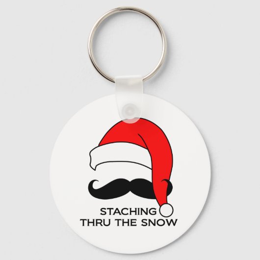 Mustache Kerstmis: doormidden door de sneeuw Sleutelhanger (Voorkant)