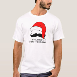 Mustache Kerstmis: doormidden door de sneeuw T-shirt