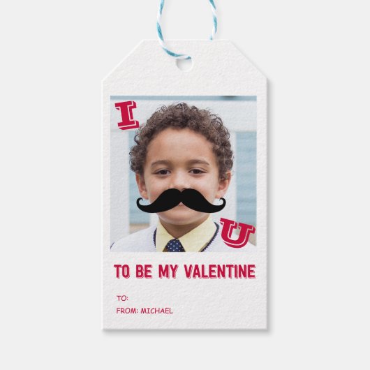 Mustache Kinder Classroom Valentijn Foto Gift Labe Cadeaulabel (Voorkant)