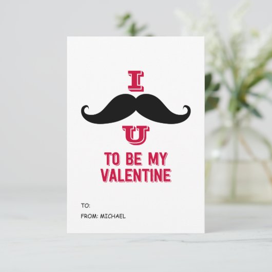 Mustache Kinder Classroom Valentijn Kaart (Staand voorkant)