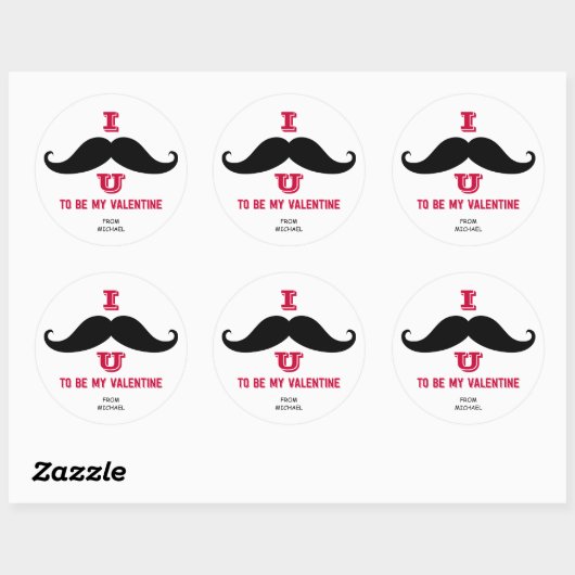 Mustache Kinder Classroom Valentijn Stickers (Vel)