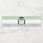 Mustache klein man groen grijs jongen baby shower waterfles etiket (Enkel label)