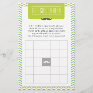 Mustache / Kleine Man Baby shower Bingo Game Kaart