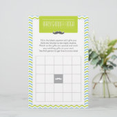 Mustache / Kleine Man Baby shower Bingo Game Kaart (Staand voorkant)