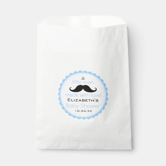 Mustache Kleine Man Baby shower Gast Bedankzakje (Voorkant)