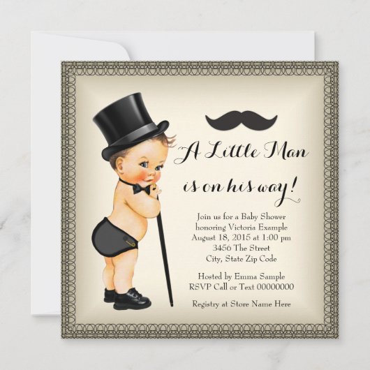 Mustache Kleine Man Baby shower Kaart (Voorkant)