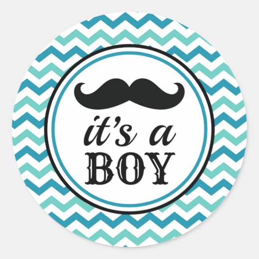 Mustache Kleine Man Baby shower Stickers - Jongen (Voorkant)