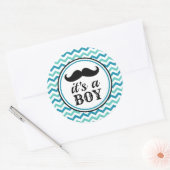 Mustache Kleine Man Baby shower Stickers - Jongen (Envelop)