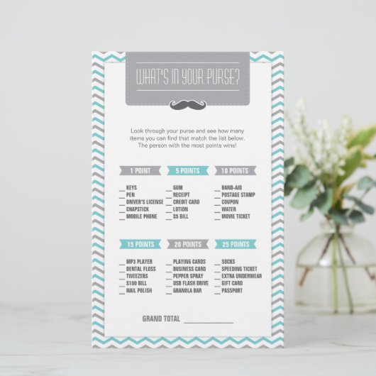 Mustache / Kleine Man Wat zit er in je Purse Game (Staand voorkant)