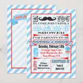 Mustache koppels Baby Douche Uitnodigingen (Voorkant / Achterkant)