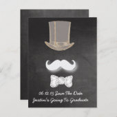 Mustache krijt ontwerp Save the date Aankondigingskaart (Voorkant / Achterkant)