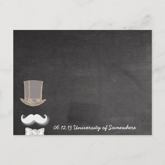 Mustache krijt ontwerp Save the date Aankondigingskaart (Achterkant)
