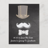 Mustache krijt ontwerp Save the date Aankondigingskaart (Voorkant)