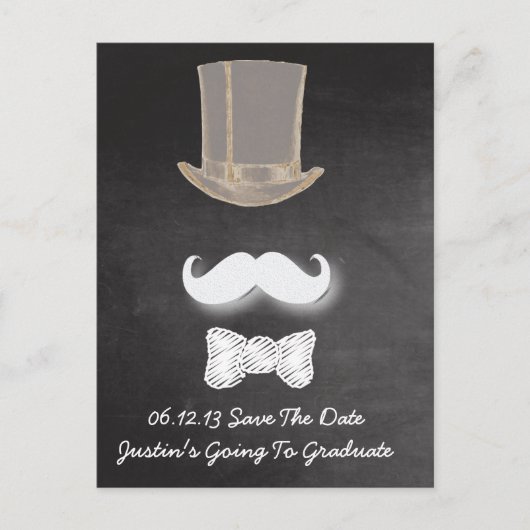 Mustache krijt ontwerp Save the date Aankondigingskaart (Voorkant)