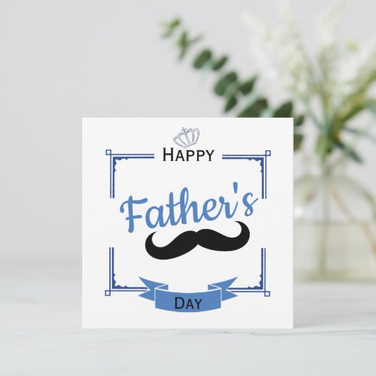 Mustache & Kroon Vaderdag Kaart (Staand voorkant)