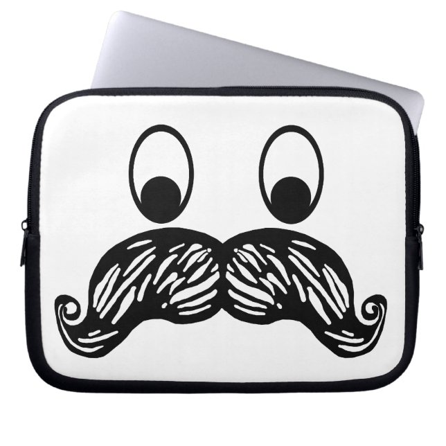 Mustache laptophoes laptop sleeve (Voorkant)