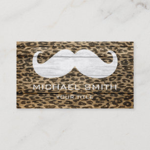Mustache Leopard over houtextuur #6 Visitekaartje