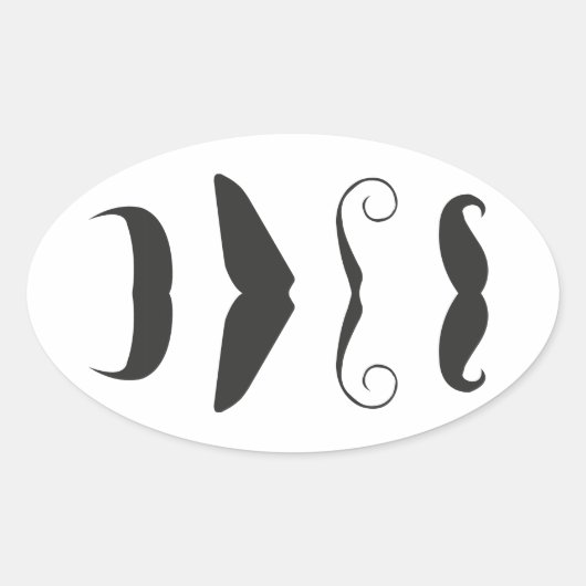 Mustache lijst - Kies uw wapen!! Ovale Sticker (Voorkant)