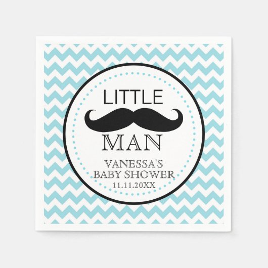 Mustache Lil' Little Man Baby shower Theme Boy Servet (Voorkant)
