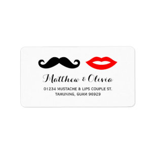 Mustache & Lippen Bruiloft Adresetiketten Etiket