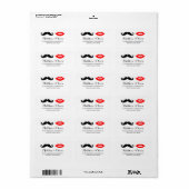 Mustache & Lippen Bruiloft Adresetiketten Etiket (Full Sheet)