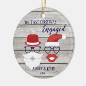 Mustache lippen grappige 1e kerstversiering keramisch ornament (Links)