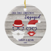 Mustache lippen grappige 1e kerstversiering keramisch ornament (Achterkant)