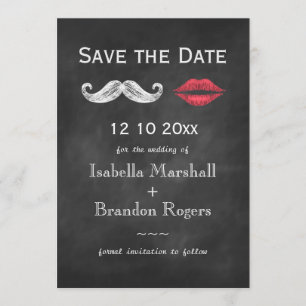 Mustache & Lips Bespaar de datum Save The Date