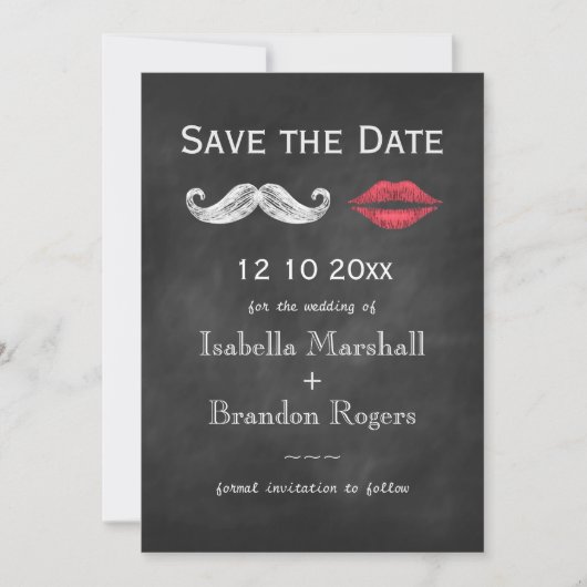 Mustache & Lips Bespaar de datum Save The Date (Voorkant)