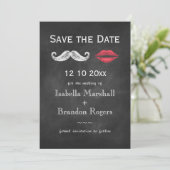 Mustache & Lips Bespaar de datum Save The Date (Staand voorkant)